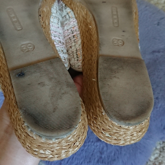 CLORINDA ANTINORI The Luna Gaelle Rosa pink and cream tweed mules size 8 - Picture 3 of 16